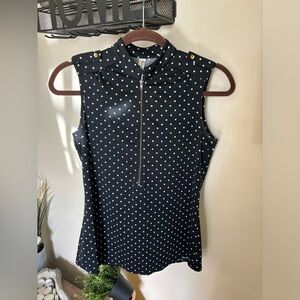 Polka dot Zip-up tank top blouse